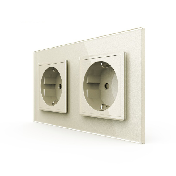 Розетка электрическая 16А 2 поста, цвет жемчужный Livolo