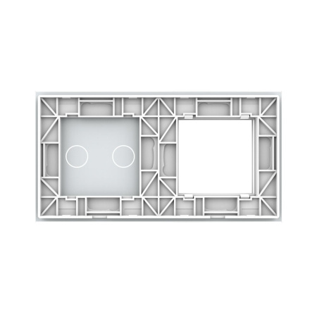 Панель для розетки и сенсорного выключателя, 2 клавиши, цвет белый, стекло Livolo
