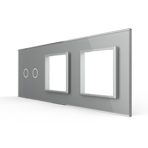 Панель для сенсорного выключателя и двух розеток, 2 клавиши, цвет серый, стекло Livolo фото 5