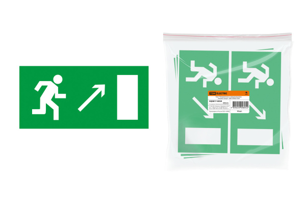 Знак "Направление к эвакуационному выходу направо вверх" 200х100мм TDM Знак "Направление к эвакуационному выходу направо вверх" 200х100мм TDM