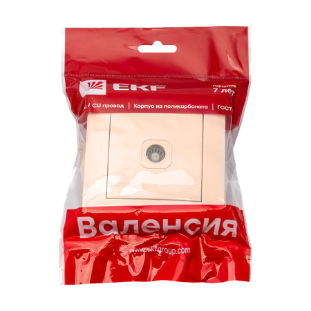 Валенсия Розетка телевизионная 1-местная 75Ом 5-862МГц кремовая EKF