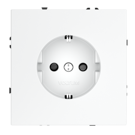 Розетка встраиваемая Voltum S70 с заземлением и защитными шторками, 16А, (белый матовый)