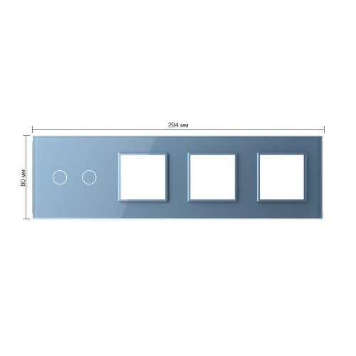 Панель для сенсорного выключателя и 3-х розеток, 2 клавиши, цвет синий, стекло Livolo фото 2