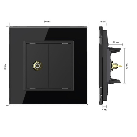 Розетка видео RCA "тюльпан" Черная Livolo