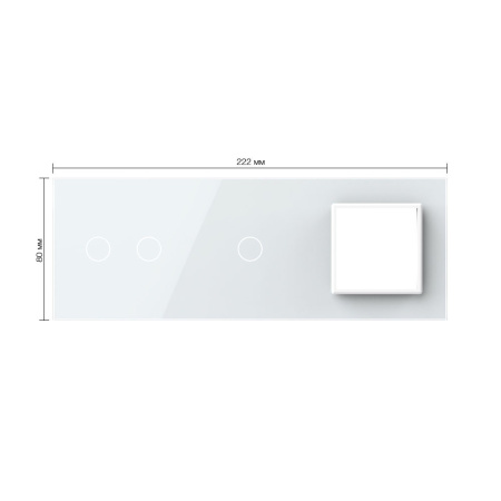 Панель тройная: 2 выключателя + 1 выключатель + 1 розетка Белая Livolo