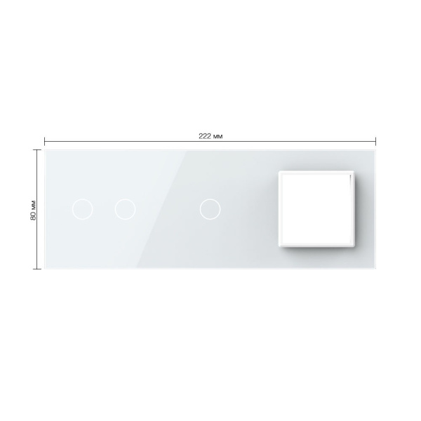 Панель тройная: 2 выключателя + 1 выключатель + 1 розетка Белая Livolo