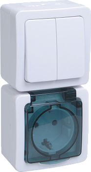 Блок верт. для ОУ БВб-22-32-ГПБд (Выкл. 2-кл. + роз. 1-м. с з/з) IP54 ГЕРМЕС PLUS (бел./дымч.) IEK