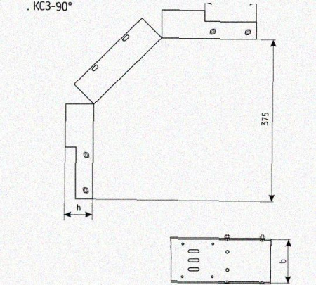 Лоток замковый перфорированный КСЗ 100х110-90 УХЛ1 для поворота трассы вниз на 90, оцинкованный лист, S1,5