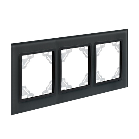 Минск Рамка 3-местная стеклянная черная EKF