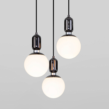 Подвесной светильник со стеклянными плафонами 3*E27 60Вт чёрный жемчуг IP20 Bubble (50151/3 черный жемчуг) Eurosvet