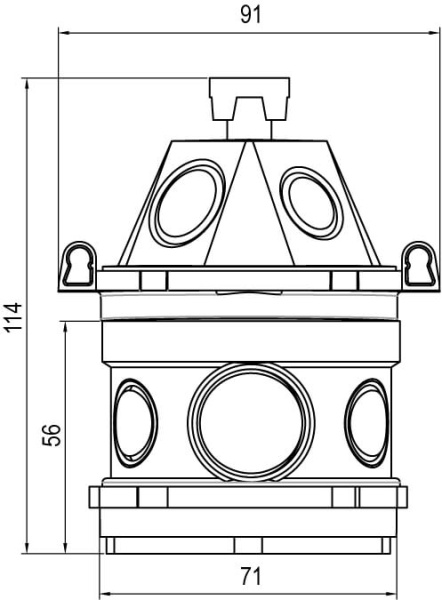 Универсальная потолочная коробка для заливки в бетон, 90х71x114мм DKC