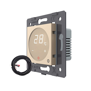 Терморегулятор пола 16А, сенсорное упр., датчик воздуха, датчик пола 5 м, Золотой (мех.) Livolo