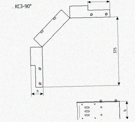 Лоток замковый перфорированный КСЗ 300х100-90 УТ1,5 для поворота трассы вниз на 90, оцинкованный лист S1,5