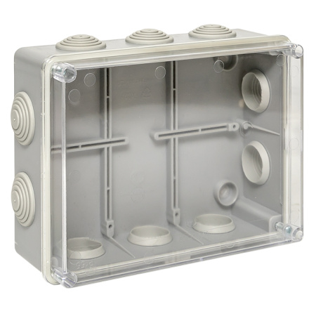 Коробка распределительная КМР-050-042пк пылевлагозащищенная, 10 мембранных вводов, уплотнительный шнур, прозрачная крышка (190х140х70) PROxima EKF