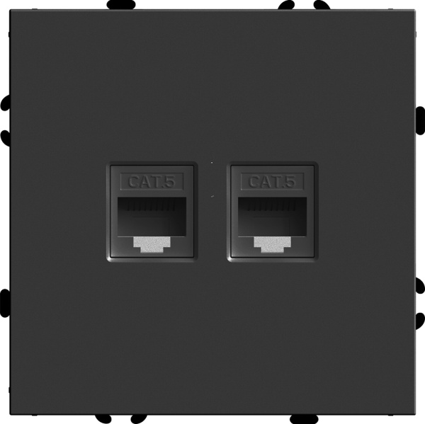 Розетка компьютерная 2-местная RJ-45 (механизм), STEKKER, серия Эмили, RST00-5111-05, черный уголь, soft touch Розетка компьютерная 2-местная RJ-45 (механизм), STEKKER, серия Эмили, RST00-5111-05, черный уголь, soft touch