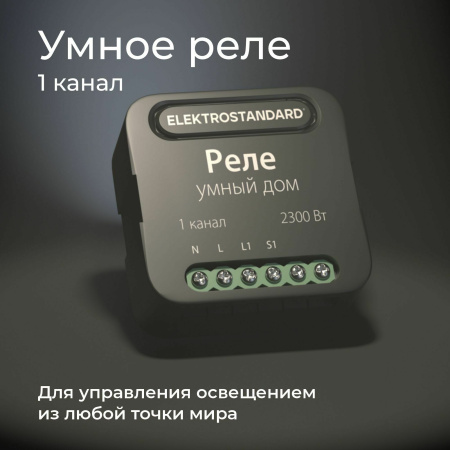 Умное одноканальное реле 2300Вт черный IP20 (a059324) Elektrostandard