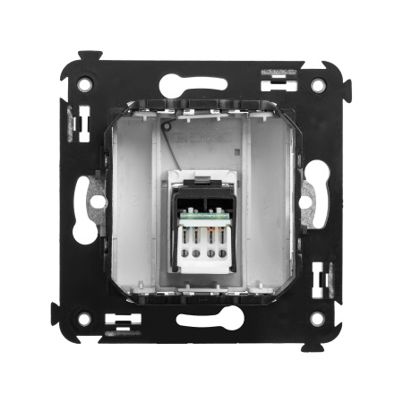 Компьютерная розетка RJ-45 в стену, кат.5e одинарная,"Avanti","Закаленная сталь" DKC