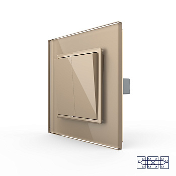 Двухклавишный перекрестный механический выключатель 1 пост, цвет золотой Livolo