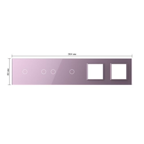 Панель для 3-х сенсорных выключателей и 2-х розеток, 4 клавиши (1+2+1), цвет розовый, стекло Livolo фото 2