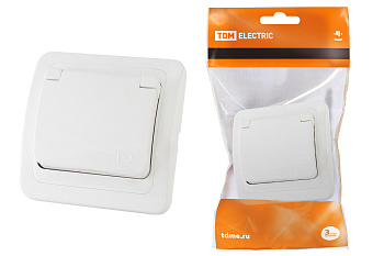 Розетка с крышкой 2П+З 16А IP44 белая "Валдай" TDM Розетка с крышкой 2П+З 16А IP44 белая "Валдай" TDM