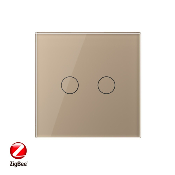 Сенсорный выключатель ZigBee (Wi-Fi) 2 клавиши 1 пост Золотой Livolo