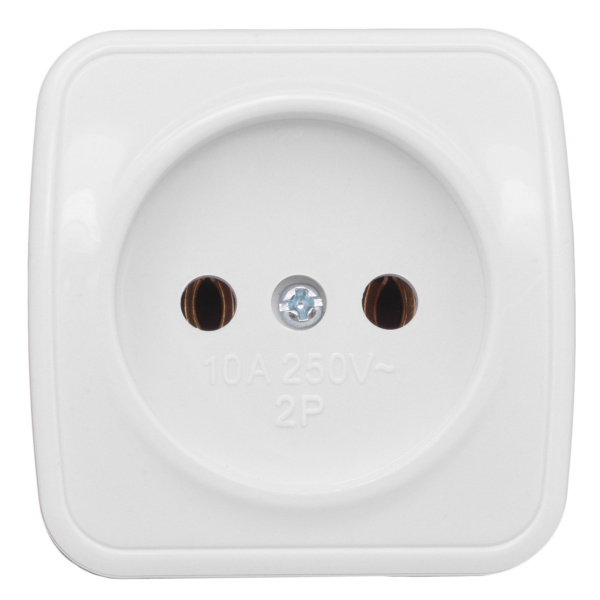 Минск Розетка 1-местная ОП 10А без заземления белая Basic EKF Минск Розетка 1-местная ОП 10А без заземления белая Basic EKF