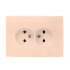 Валенсия Розетка 2-местная б/з 10А кремовая с защ, штор, EKF