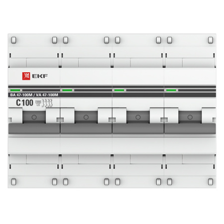 Выключатель автоматический ВА МОД 4П 100А С 10кА ВА 47-100M без теплового расцепителя PROxima EKF