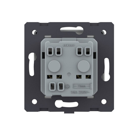 Розетка с заземлением защитными шторками водонепроницаемой крышкой серая (механизм) Livolo