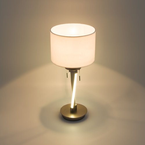 Настольная лампа с LED подсветкой 1*E27 60Вт сатинированный никель IP20 Titan (993 белый / никель) Bogate's фото 4