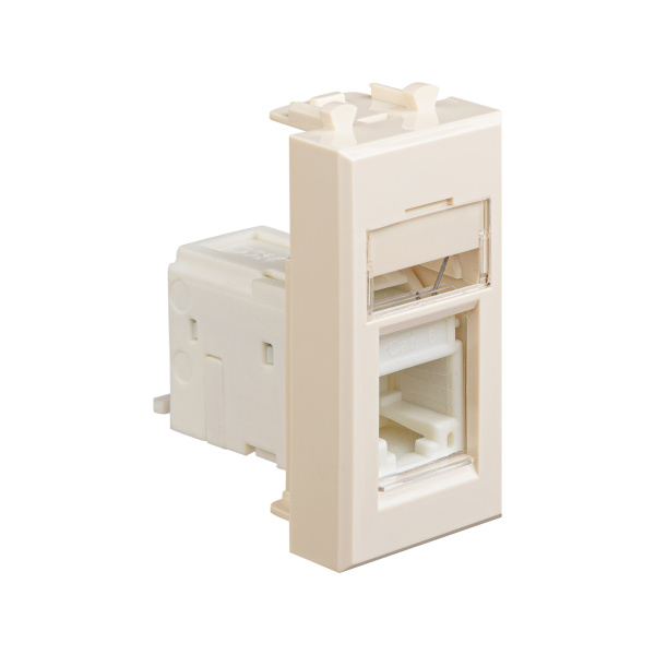 Компьютерная розетка RJ-45 модульная, кат.6, "Avanti", "Ванильная дымка", 1 модуль DKC Компьютерная розетка RJ-45 модульная, кат.6, "Avanti", "Ванильная дымка", 1 модуль DKC