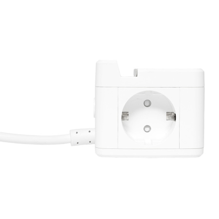 Удлинитель "Куб" 2 гнезда USB + 2Type C с быстрой зарядкой, подставкой под телефон и ночником 1,3 метра 1мм2 EKF