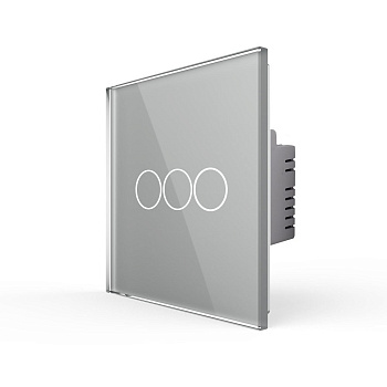 Трехклавишный сенсорный выключатель EU стандарт, 1 пост, цвет серый Livolo