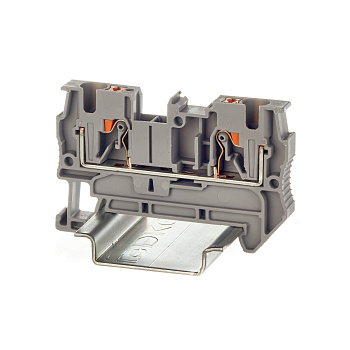 Клемма проходная, зажим push-in, 2 точки подключения, 4 кв.мм, серая DKC