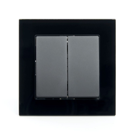 Выключатель 2-клавишный STEKKER GLS10-7004-05, 250В, 10А, серия Катрин, черный