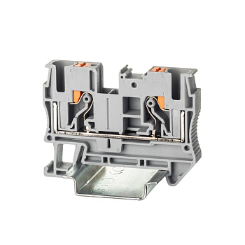 Клемма проходная, зажим push-in, 2 точки подключения, 6 кв.мм, серая DKC