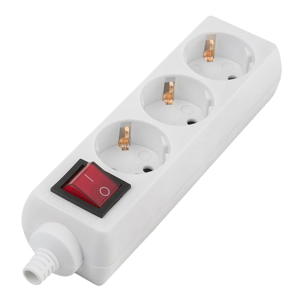 Розеточная колодка GSB-16-3-G-S-IP20, 16А, 3 места, с заземлением, с выключателем, IP20 General