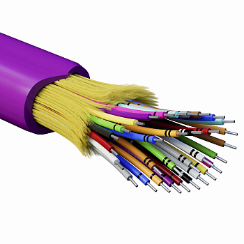 Кабель волоконно-оптич., расп.,арамидные упр.нити, внутр., нг(А)-HF, 32 ОВ, категорияOM4 (G.651.1) плотный буфер, 0,4 кН, барабан 2000 м DKC