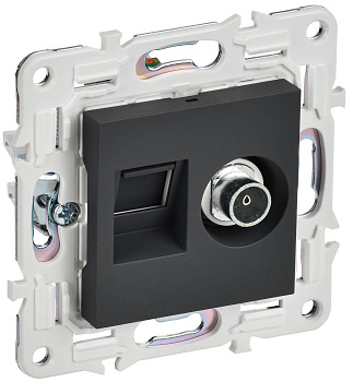 SKANDY Розетка двойная TV+RJ11 SK-A16G графит IEK SKANDY Розетка двойная TV+RJ11 SK-A16G графит IEK