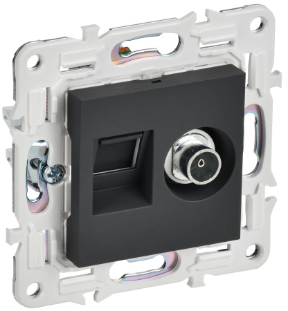 SKANDY Розетка двойная TV+RJ11 SK-A16G графит IEK