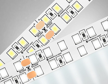 Светодиодная лента двухрядная GS3702 2835 240Led /24W m/ 24V IP20 4500K/ 5000*14*1.2mm/ кратность резки 50mm (2 конт.) Ambrella Light