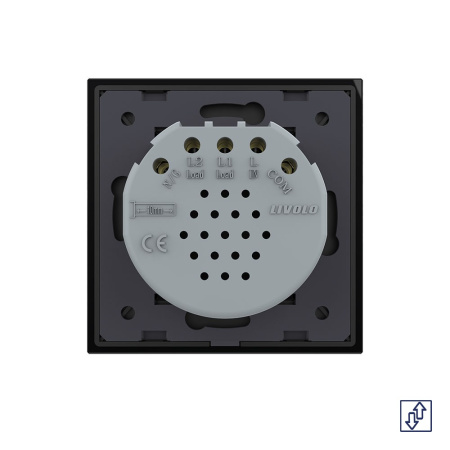 Сенсорный выключатель для жалюзи Quadro 2 клавиши 1 модуль Черный Livolo