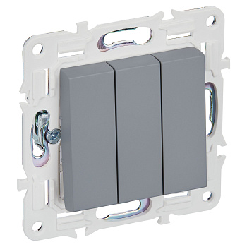 SKANDY Выключатель 3-клавишный 10А SK-V11Gr серый IEK