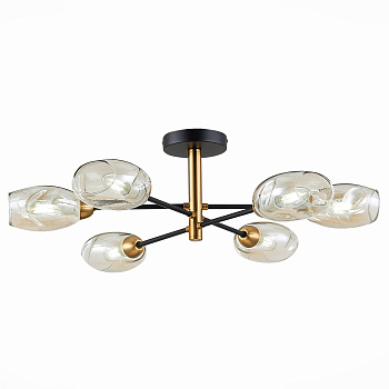 Люстра потолочная Черный, Латунь/Янтарный E14 6*40Вт SLE155502-06 EVOLUCE