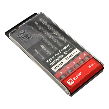 Набор буров по бетону SDS-plus (5/110, 6/110, 6/160, 8/160, 10/160) 2 резца 4S спираль Master EKF