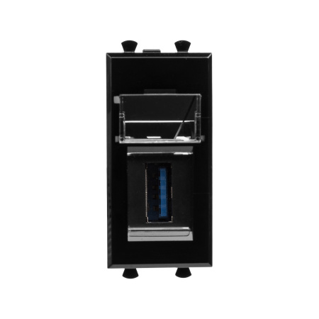 USB 3.0 розетка модульная, тип А-А, "Avanti", "Черный квадрат", 1 модуль DKC