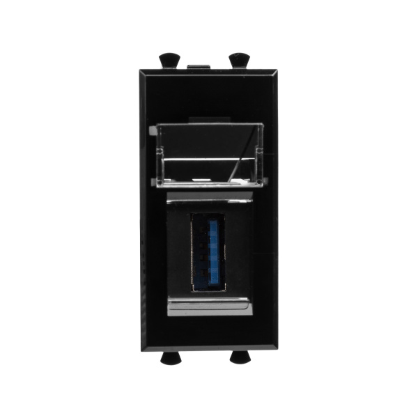 USB 3.0 розетка модульная, тип А-А, "Avanti", "Черный квадрат", 1 модуль DKC