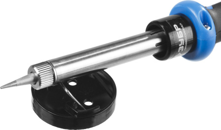 Электропаяльник 60Вт, в наборе припой + подставка, 2-комп. рукоятка, конус, керамический нагреватель ЗУБР