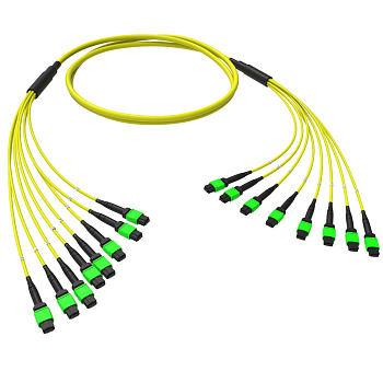 Оптическая магистральная сборка 96 ОВ 9/125 OS2, 8xMTP(12)m/8xMTP(12)m, тип В, 100 м DKC