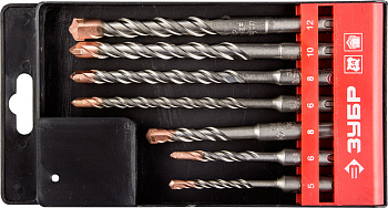 Набор буров SDS-plus 7 шт: 5 х 110, 6 х 110, 8 х 110, 6 х 160, 8 х 160, 10 х 160, 12 х 160 мм, Профессионал ЗУБР